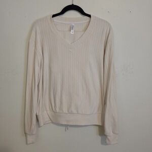 Tranquil & True 2 pc Lounge Set Pajama Set  Womens Large Cream Waffle Knit Set